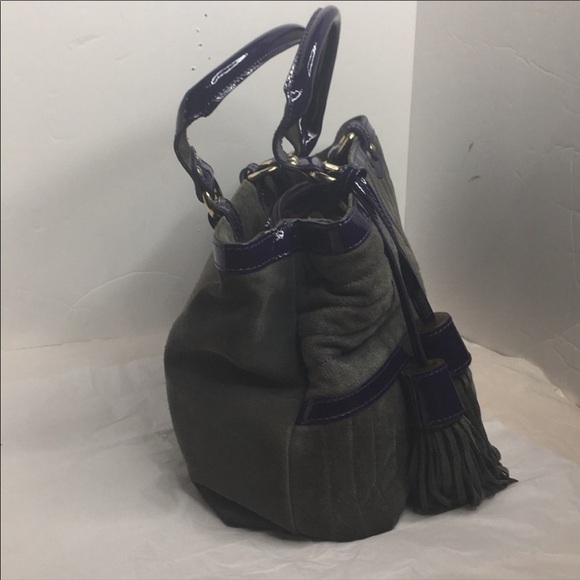 Claudia Firenze Grey and Purple Suede Tassel Tote - Picture 2 of 9